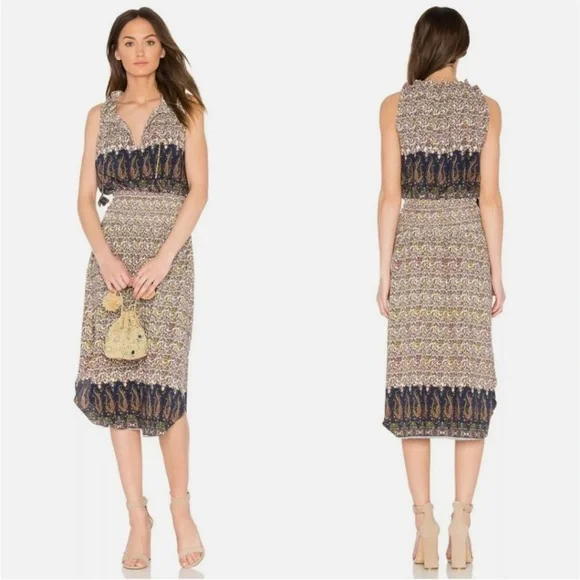 MISA Los Angeles Maddie Sleeveless Midi Dress in French Floral Paisley XS NWOT - Picture 2 of 11